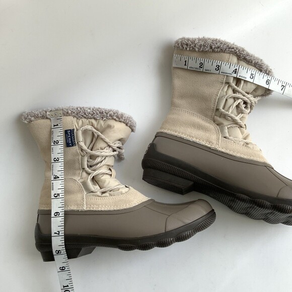 Sperry Syren Duck Boots Strait Lace-up Rain Shoes Beige 7 - Picture 6 of 13